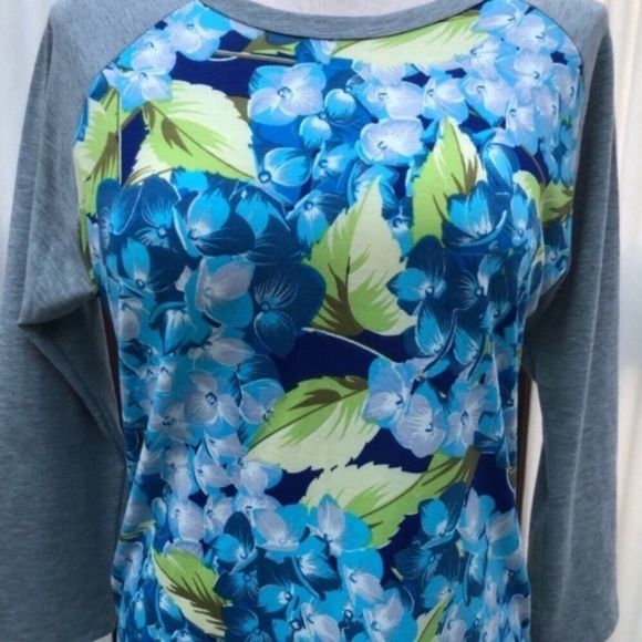 LuLaRoe Hawaiian Floral Randy Baseball Tee - Picture 2 of 7